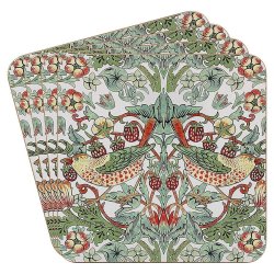Desina - William Morris Glasunderlgg Strawberry Thief Vit 4-pac