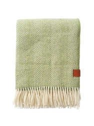 Klippan Yllefabrik Ullfilt Herringbone Gr�n Aloe Vera 130x180