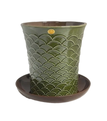 Nittsj� Keramik - Blomkruka B�ge Gr�n Signe Persson Melin 13 cm