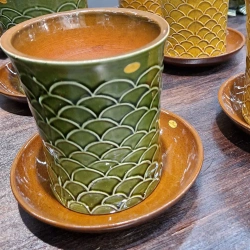 Nittsj� Keramik - Blomkruka B�ge Gr�n Signe Persson Melin 13 cm