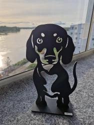 Lonneberg - Tax Hund Svart struktur St�l 28 cm