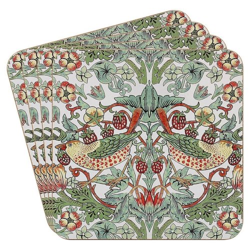 Desina - William Morris Glasunderlgg Strawberry Thief Vit 4-pac