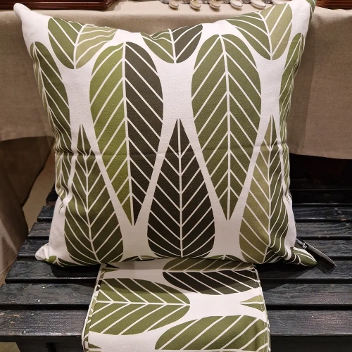 Arvidssons Kuddfodral Blader Gr�n  47x47 cm