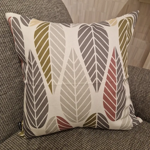 Arvidssons Kuddfodral Blader Rosa-Gr�-Gr�n 47x47 cm