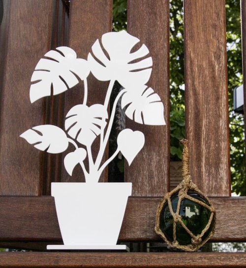 Lonneberg - Monstera Fnsterprydnad Vit Stl 50 cm