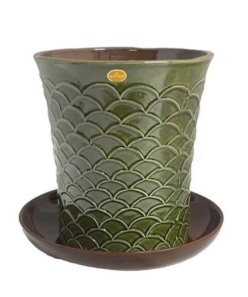 Nittsj� Keramik - Blomkruka B�ge Gr�n Signe Persson Melin 19 cm