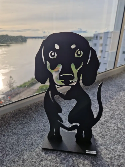 Lonneberg - Tax Hund Svart struktur St�l 28 cm