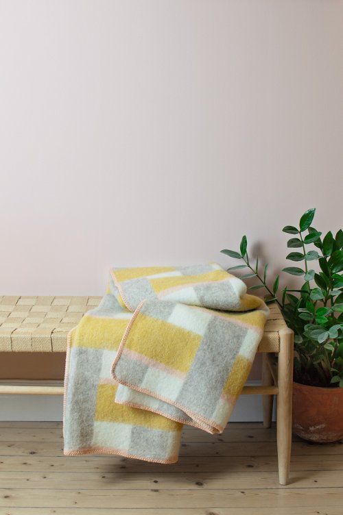 Lina Johansson - Block Ullfilt Gul/Rosa/Beige 130x190